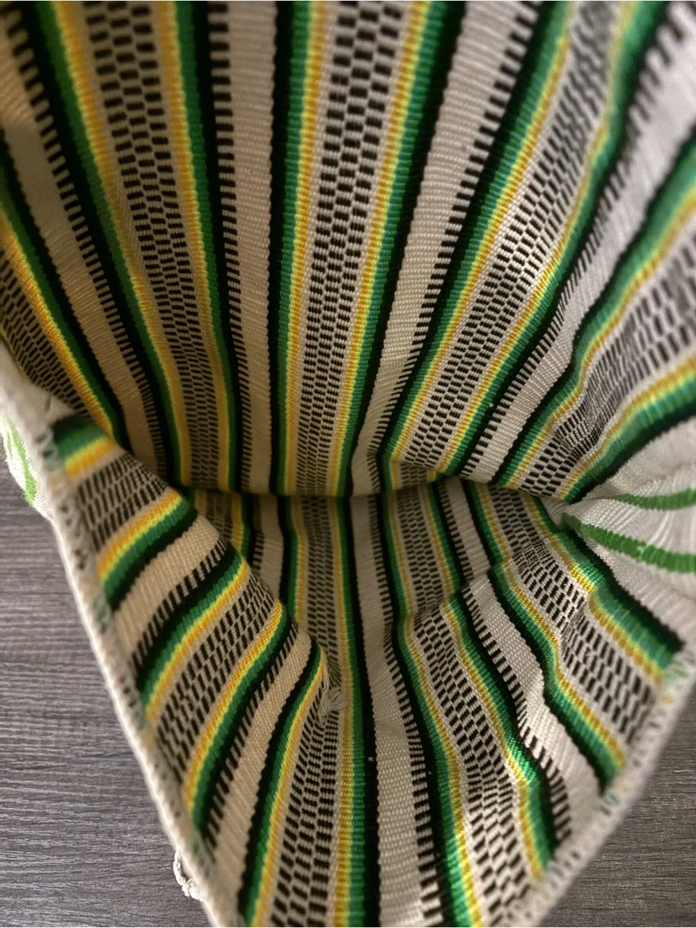 Boho Striped Fringe Crossbody Bag in Green and Cream-NWOT